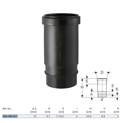 Manicotto di dilatazione Geberit PE con bordo doppio ø75 mm 365.700.16.1