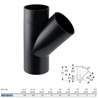 Braga 45° PE-HD ø90x90 mm a saldare 366.130.16.1