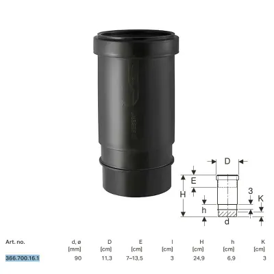 Manicotto di dilatazione Geberit PE con bordo doppio ø90 366.700.16.1