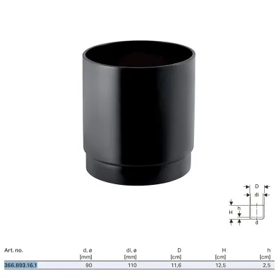 Manicotto Geberit PE prolungato, per vaso a pavimento ø90 mm 366.893.16.1