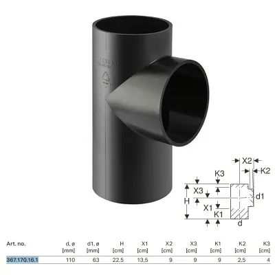 Braga 88,5° Geberit PE ø110x63 mm 367.170.16.1