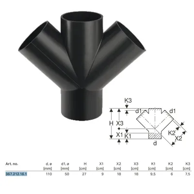 Braga 45° Geberit PE doppia ø110x50 mm 367.212.16.1