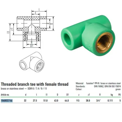 Raccordo A T Con Attacco Filettato F 32mm Per 1" Aquatherm 1060032146