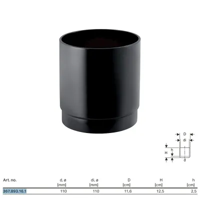 Manicotto ad innesto Geberit PE con guarnizione a labbro ø110 mm 367.893.16.1