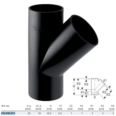 Braga 45° PE-HD ø32x32 mm a saldare 379.108.16.1