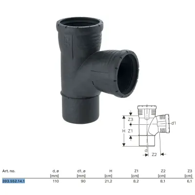 Braga curvata 87,5° Silent-Pro ø110x90 mm 393.552.14.1