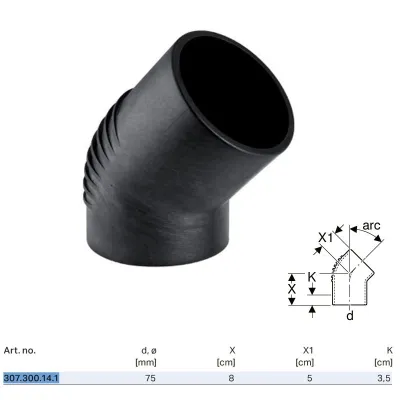 Curva 30° Silent DB20 ø75 mm 307.300.14.1