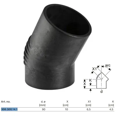 Curva 30° Geberit Silent DB20 ø90 mm 308.300.14.1