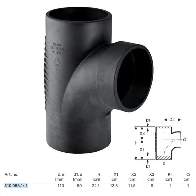 Braga curvata 88,5° Silent DB20 ø110x90 mm 310.088.14.1