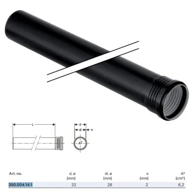 Silent-PP Tubo GTEM con 1 bicchiere ø32 x L.1000 mm 390.004.14.1