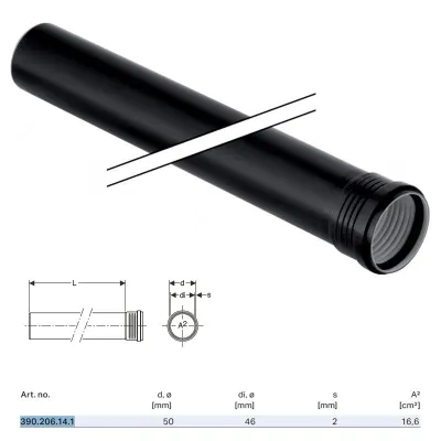 Silent-PP Tubo GTEM con 1 bicchiere ø50 x L.2000 mm 390.206.14.1