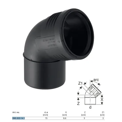 Curva innesto Geberit SILENT-PP a 67,5° ø75 mm 390.323.14.1