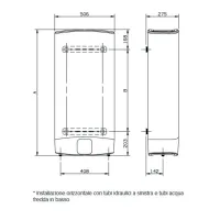 Ariston VELIS EVO 50 Scaldacqua elettrico murale doppio serbatoio ad accumulo, ultracompatto multiposizione, accumulo 50 litri 3626145