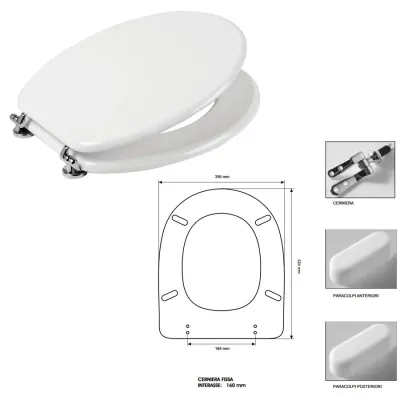 Sedile Colbam con cerniere cromo Ceramica Dolomite Quadrarco bianco 14117901.