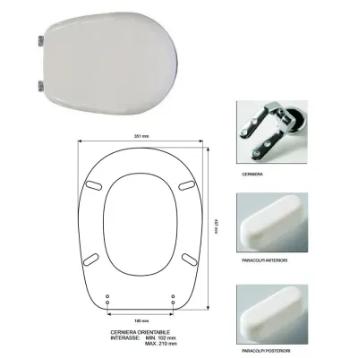 Sedile Colbam con cerniere cromo Ideal Standard Liuto bianco 28102401.