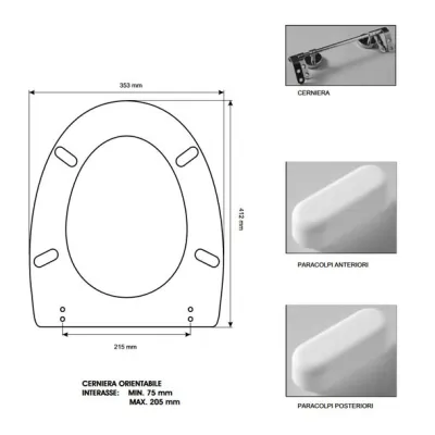 Sedile Colbam con cerniere cromo Ceramica Dolomite New perla 14127301.