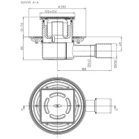 Pozzetto pavimento DN40/50, orizzontale, con antiodore, 123x123mm/115x115mm HL510N