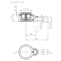 Sifone per piatti doccia basso DN40/50 con snodo sferico per fori 90mm, con piastra d 113mm in acciaio inox HL520F