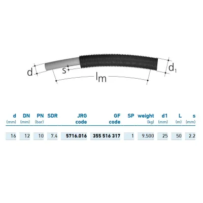 JRG Sanipex Tubo PE-Xc d. 16 polietilene reticolato con guaina, in rotolo da 50 mt (prezzo al metro, min.vendita 50 metri) 355516317