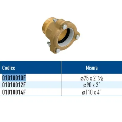 TOF/M raccordo monogiunto per PE con filetto maschio con anello in plastica ø75 x 2"1/2 01010010F