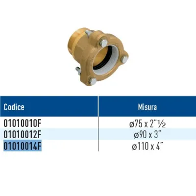 TOF/M raccordo monogiunto per PE con filetto maschio con anello in plastica ø110 x 4" 01010014F