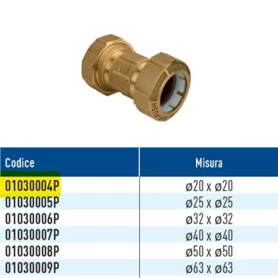 TOF/B Push giunto diritto per PE con anello in plastica ø20 x ø20 01030004P