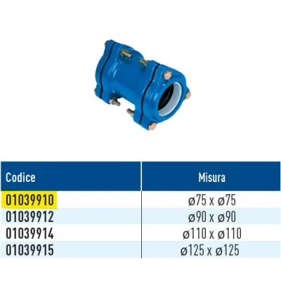 TOF/B giunto diritto per PE con anello in plastica ø75 x ø75 01039910