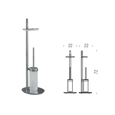 Colombo Design PLANETS piantana con porta rotolo e porta scopino sospeso in vetro acidato, finitura cromo B98160CR