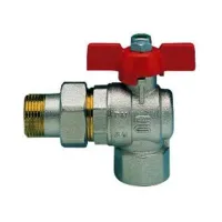 Valvola a sfera bocchettonata a squadra Basic per acqua PN 50 1/2" con farfalla S0228N04