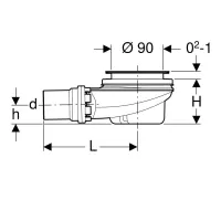 Geberit d.90 Sifone per piatto doccia con piletta 90 mm, cromo 150.552.21.1