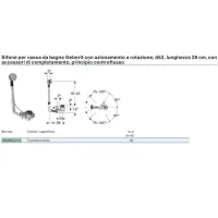 Geberit sifone per vasca da bagno con azionamento a rotazione, d52, lunghezza 28 cm, con accessori di completamento, principio controflusso finitura cromato lucido 150.603.21.6