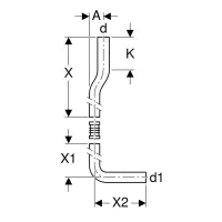 Geberit kit curva di risciacquo 90° disassata. Tubo cacciata PVC. Per cassetta esterna. 118.100.11.1