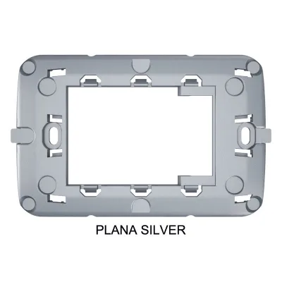 Supporto adattatore per placca Vimar PLANA SILVER, grigio metallizato chiaro lucido NA696