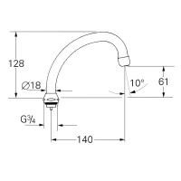 Bocca alta per lavello Grohe Universal beccuccio tubolare 13076000