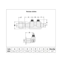 Valvole termostatizzabili e detentori High-Style per termoarredi con attacco centrale. Versione sinistra. Misura ø1/2" x 23/1,5 per rame 400411