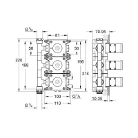 Grohe Rapido - Rapido C - Corpo incasso per regolatore doccia a tre vie 35031000