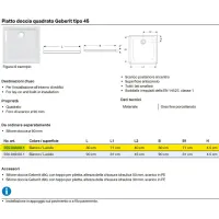 Geberit 45 piatto doccia quadrato 80x80 cm, colore bianco finitura lucido 550.048.00.1