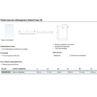 Piatto doccia rettangolare Geberit tipo 45 dim. 120x80 cm 550.065.00.1