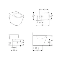 Geberit ICON SQUARE bidet a pavimento, con foro rubinetteria, troppopieno e fissaggi nascosti, colore bianco finitura lucido 231950000