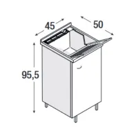 Lavatoio da interno 45x50 cm ad 1 anta (apertura a destra) con asse in termoplastico bianco 7006PRIMA