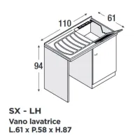 Mobile lavatoio Geromin Prima con porta lavatrice e asse bianco, SINISTRO senza cesto, bianco 7009PRIMAS