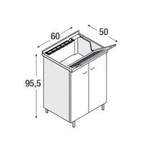 Lavatoio da interno, dim. 60x50 cm, 2 ante, con asse in plastica per lavanderia 7005PRIMA