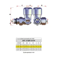 0106P - Valvola termostatizzabile ad angolo sinistro - Tipo codolo preguarnito - Misura 1/2" 0106 12P