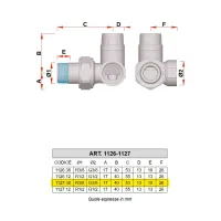 1127 - Detentore ad angolo destro, attacco tubo ferro - Misura 3/8" 1127 38