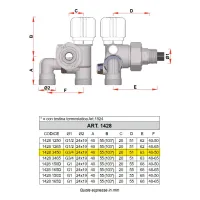 1428 - Valvola MONO-BITUBO termostatizzabile cromata con interasse variabile - Misura 3/4" - Interasse 40-50 mm 1428 3450