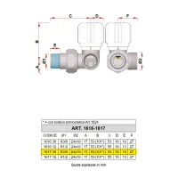 1617 - Valvola termostatizzabile cromata ad angolo destro,attacco tubo rame - Misura 3/8" 1617 38