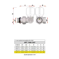 1647 - Valvola termostatizzabile cromata ad angolo destro, attacco tubo ferro - Misura 1/2" 1647 12