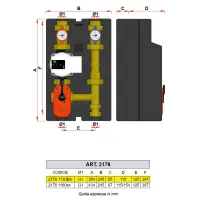 2176 - Gruppo di rilancio miscelato - circolatore elettronico 1-7 m - interasse circolatore 130 mm 2176 1130EA