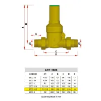 2800 - Riduttore di pressione giallo attacchi maschio-maschio con attacco manometro - Misura 1"1/2 2800 112