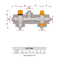 3092 - Gruppo solare con deviatore termostatico per impianti con recupero - Misura 3/4" 3092 34